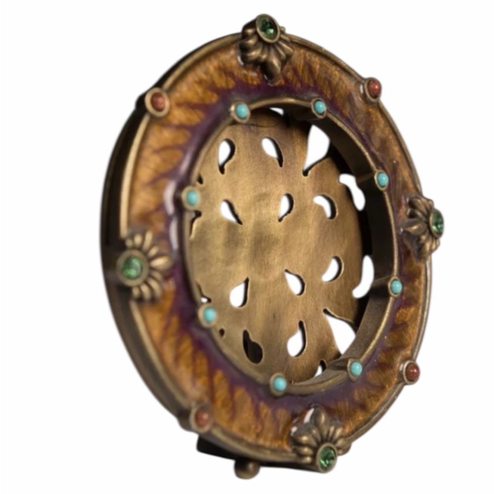 Brass picture frame with turquoise and coral cabochons by Jay
Strongwater